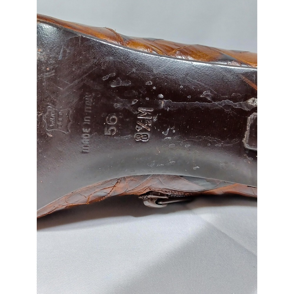 Via Spiga Boots Womens Size 8.5M Brown Croc Embossed Leather Block Heel Italy - Picture 6 of 9